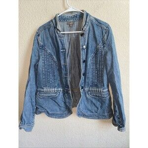 J Jill Denim Jean Jacket Light Wash Tuxedo Ruffle Women M Western Country Lagen